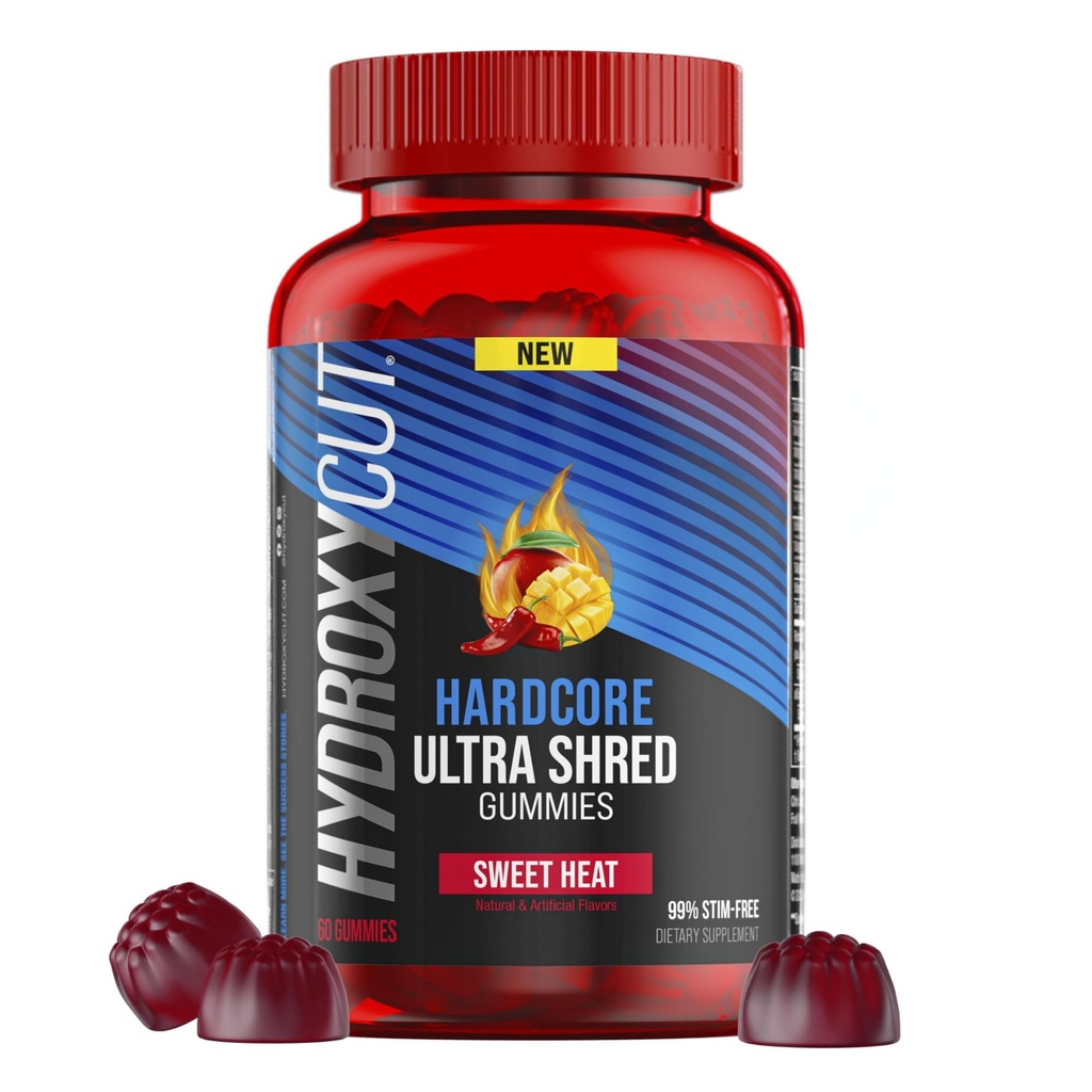 Hydroksicut Hardcore Ultra Shred Gummies, Makea lämpö - 99% Stimulantti ilmainen - Sisältää kapsaisiini & B-vitamiinit - naisille ja miehille
