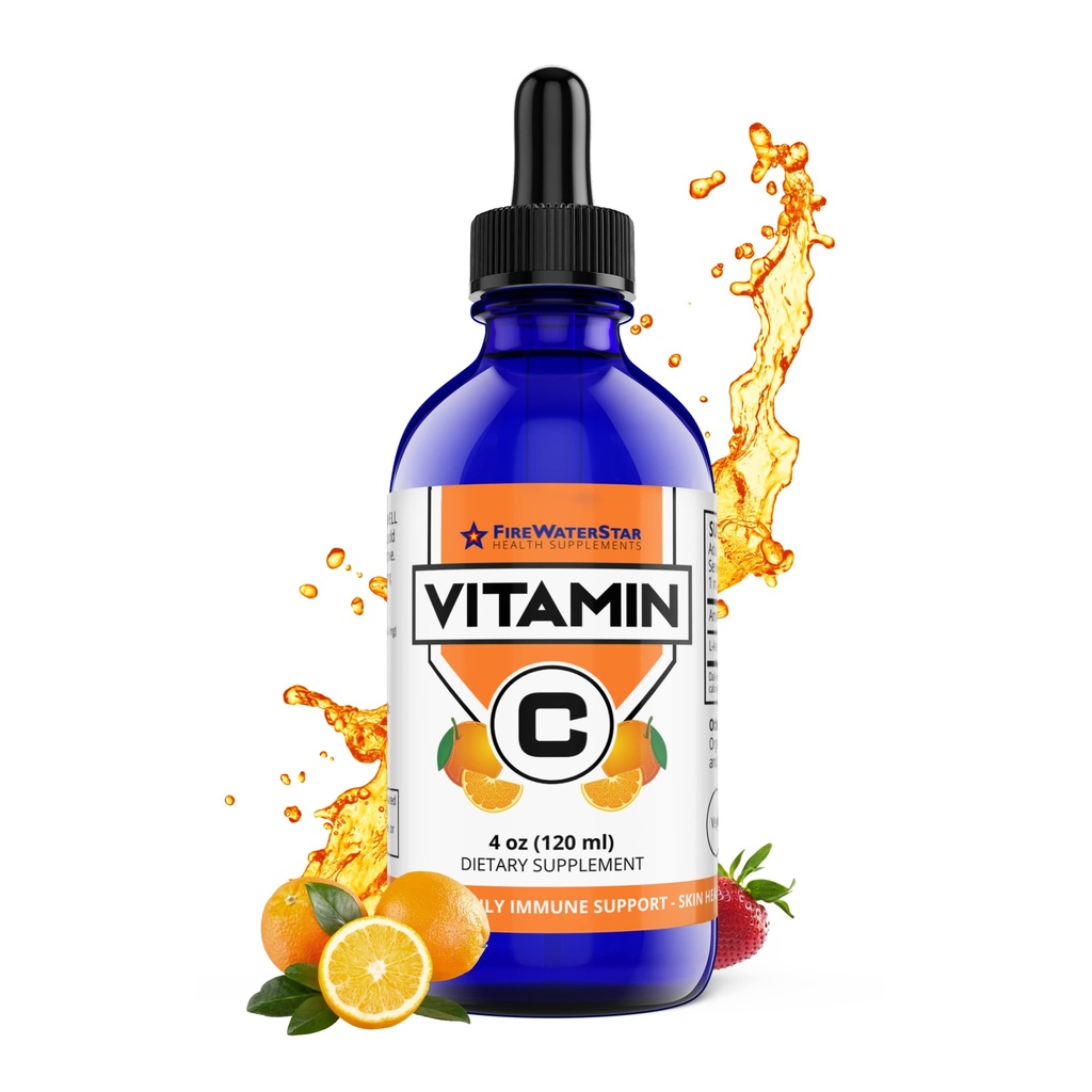 FWS Liquid C-vitamiini täydentää aikuisille ja lapsille, Luomu, ei-GMO, Vegan, Easy VIT C Drops, Askorbiinihappo, 4 kuukauden tarjonta, tukee immuunijärjestelmä ja ihon terveys, Essential Vitamiini, 4 oz