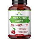 Zazzee Tart Cherry 10:1 uute, 3000 mg vahvuus, 200 vegan kapselia, 6+ kuukausi tarjonta, Certified Kosher, väkevä ja standardoitu 10X uute, 100% kasvissyöjä, kaikki luonnolliset, Gluteeniton, ei GMO