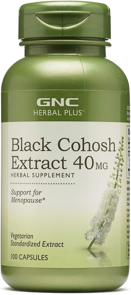 GNC Herbal Plus Black Cohosh Extract 40mg täydentää, kasvissyöjä, Tuki vaihdevuodet, 100 tarjoilua