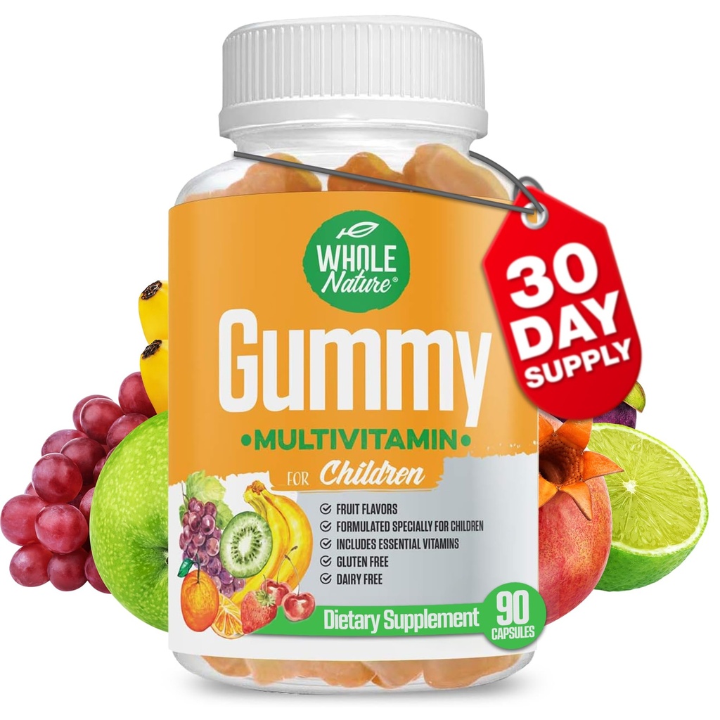 Lapset Gummy Multivitamiini - Complete Daily Essentials Lasten vitamiinit ja mineraalit yleistä hyvinvointia, 90 Gummy. Hedelmämaku, ei keinotekoista sokeria, maito- ja gluteenitonta