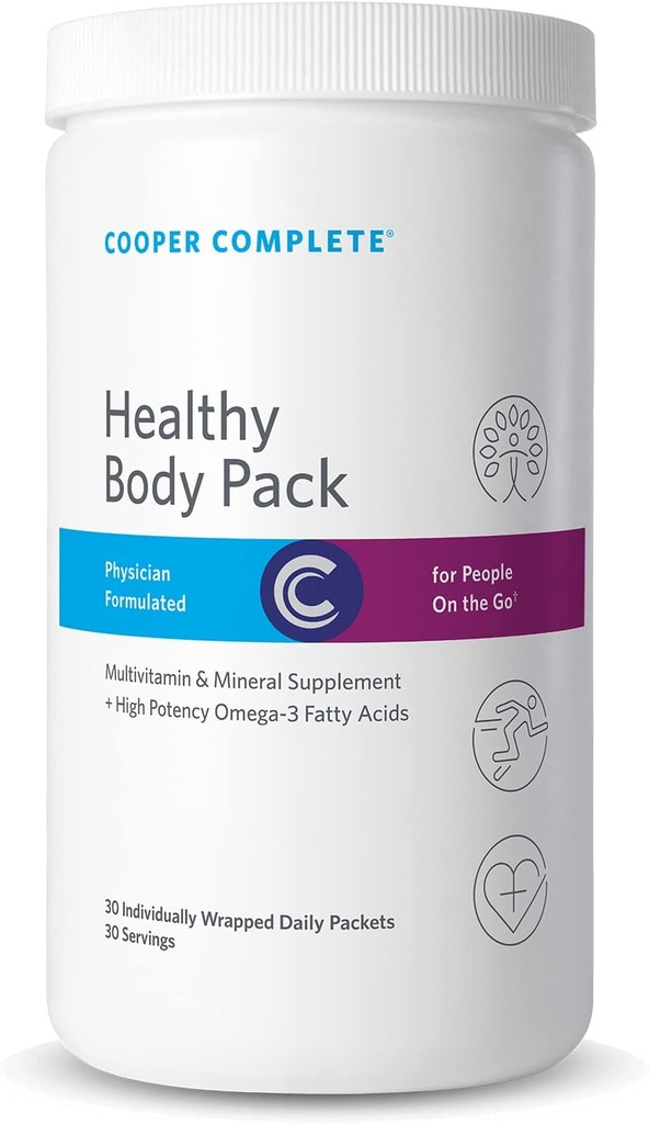 Cooper Complete - Terve Body Pack - Päivittäinen vitamiinipakkaus Multivitamiini & Omega-3 Fish Oil - 30 pakkausta per pullo. 3 kpl pakkaus