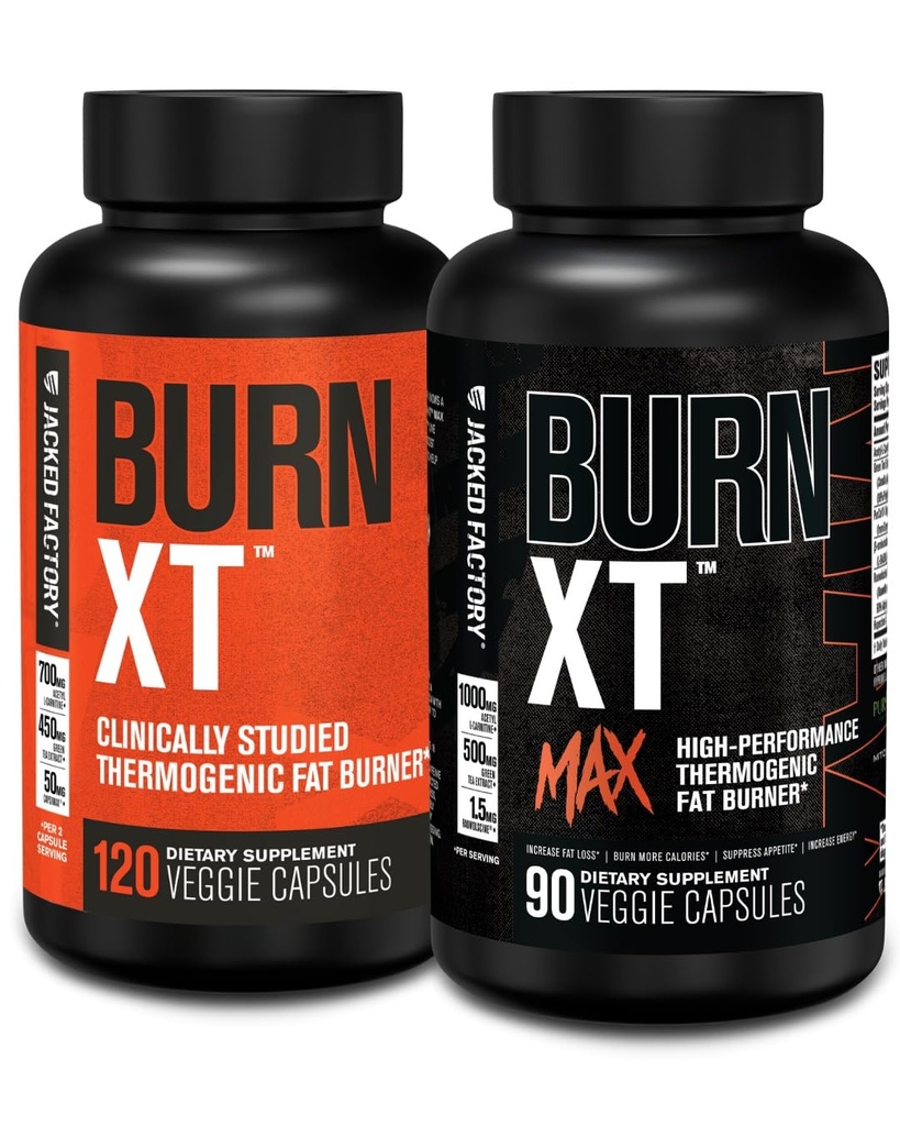 Jacked Factory Burn-XT Clinically Studied Fat Burner & Weight Loss Supplement (120 kapslar) & Burn XT Max High-Performance Fat Burner & Appetite Suppresant (90 kapslar)