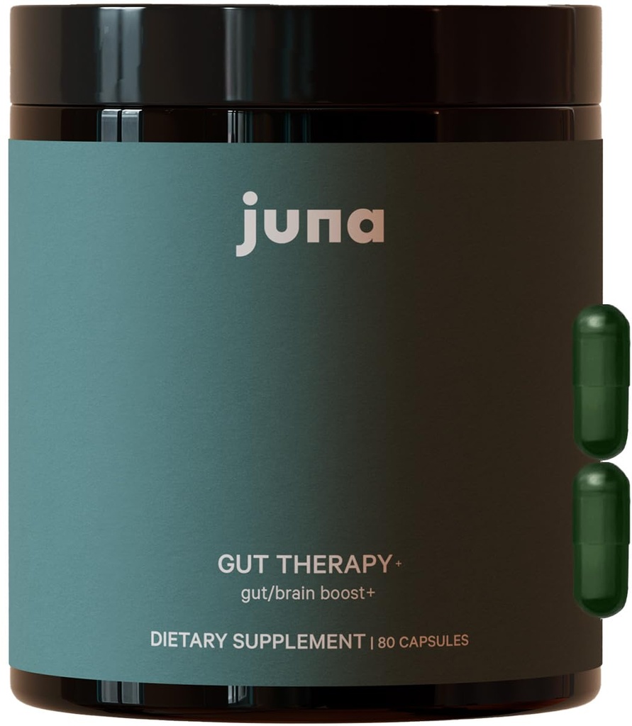Juna Gut Therapy - Advanced Brain & Gut Health Support Prebiootic & Probiootit - Parannettu mieliala, Huomio ja energia - Tukee muistia, Focus & Mental Clarity - polttoaineen kognitiivinen suorituskyky (80 Caps)