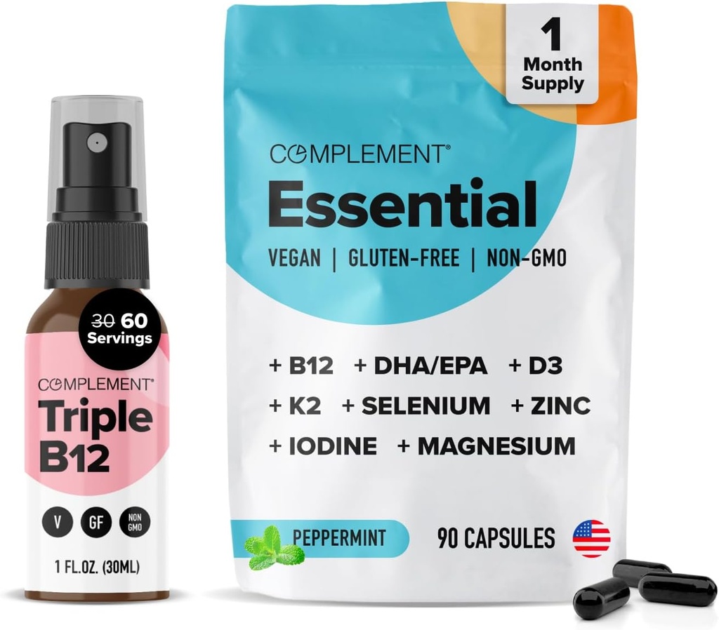 Complementary Essential Vegan Multivitamiini & Triple B12 Spray Bundle ...