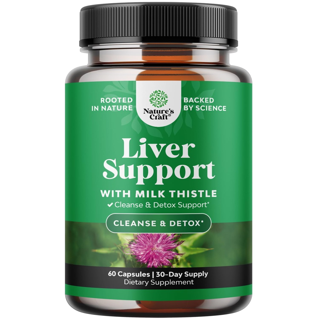 Milk Thistle Liver Support Supplement - Herbal Liver Supplement Silymarin Milk Thistle Extract Voikukka juuri Artisokkauute Koliini Bitartraatti Berberiini ja Chicory Root Cleanse 60 Count
