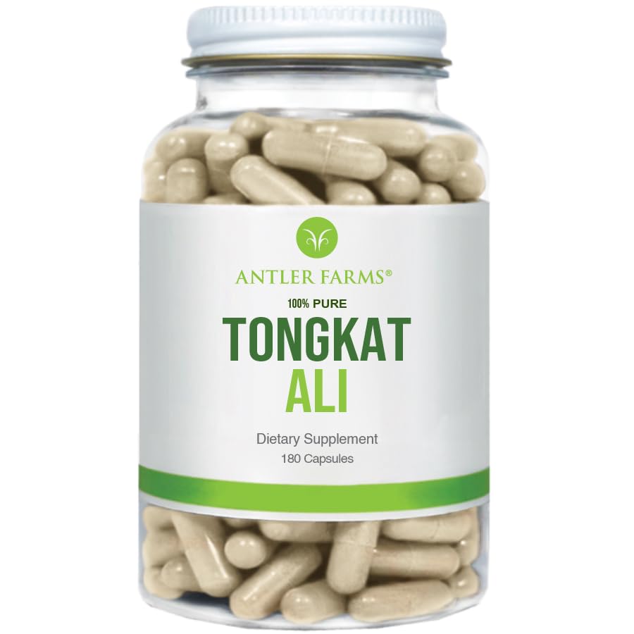 Antler Farms - 100% Pure Tongkat Ali Extract 200:1, 180 kapselia, 500mg - Eurycoma Longifolia Slow Grown Aged Roots Indonesiasta ...