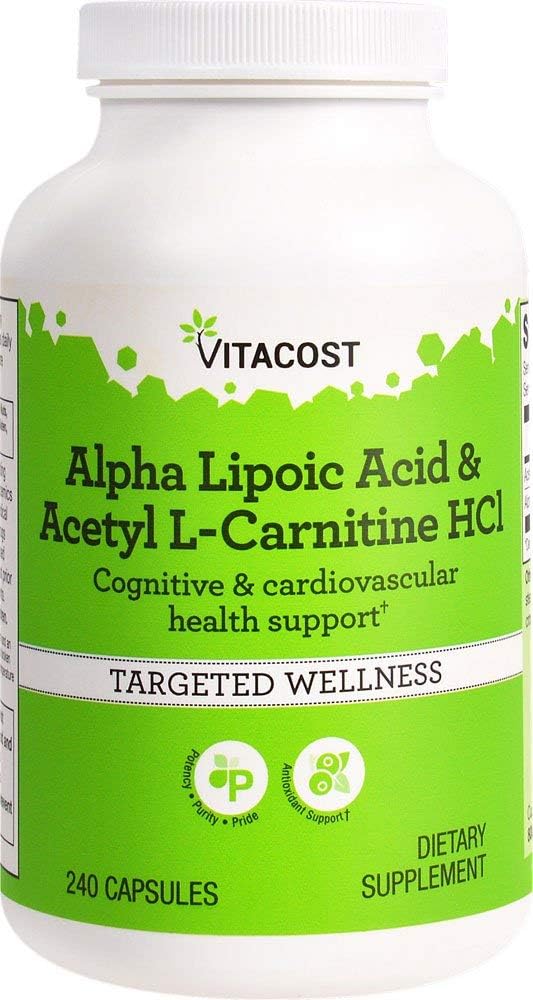 Vitacost Alpha Lipoic Acid & Acetyl L-karnitiini HCl -- 1 600 mg per annos - 240 Vitacost Brand -kapselia