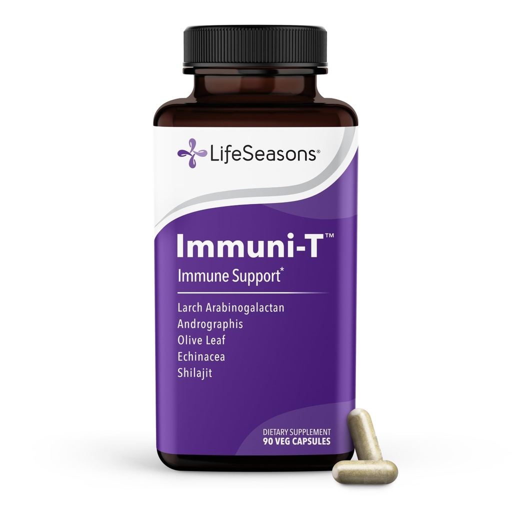 LifeSeasons Immuni-T - Immune Support Supplement - Immunity System Booster - Natural Cold & Flu Relief - Elderberry, Echinacea, Andrographis, Arabinogalactans & Olive Leaf - 90 kapslar