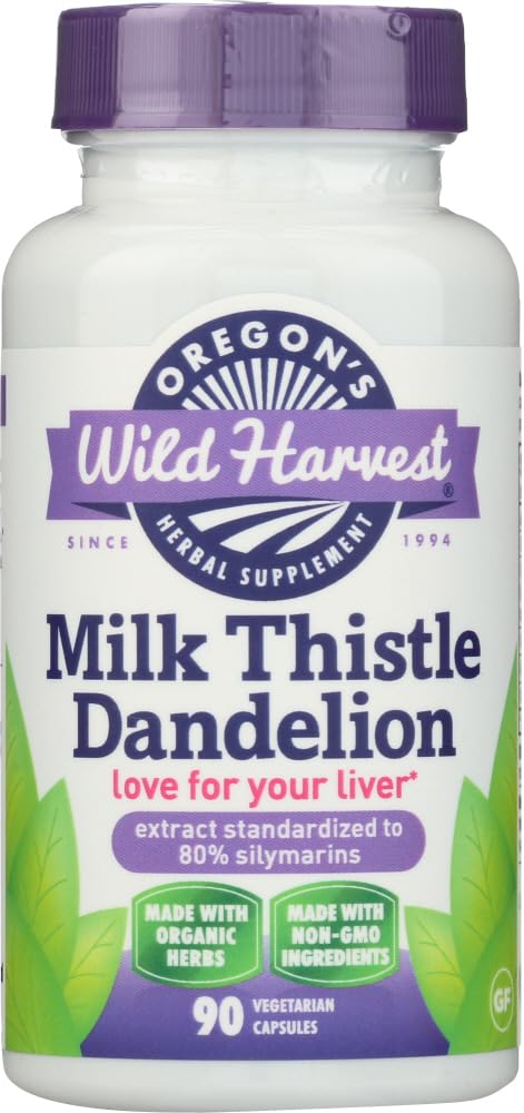Oregon's Wild Harvest Milk Thistle Voikukka - uute Standardoitu 80% Silymarins (90 kapselia)