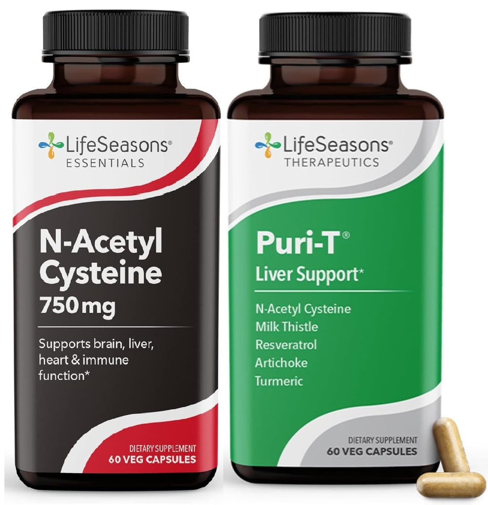 LifeSeasons Puri-T N-Acetyl Cysteine Boost - tukee maksan ja keuhkojen detoxification - 120 kapselia