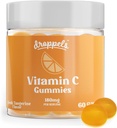 Droppels Vitamin C Gummies, 180mg - Vegan, Pectin Plant-Based Immune Support Booster Supplement - Tangerine Flavor, 60 Count (1-månaders leverans)