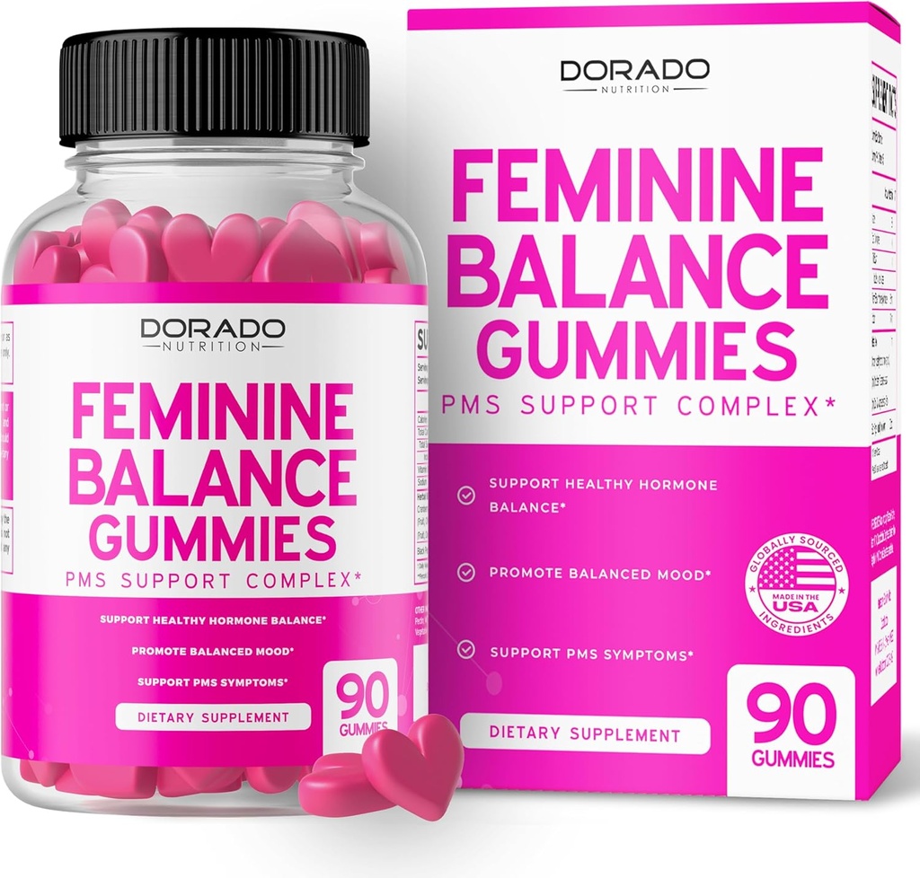 Nainen Balance naisille Gummies & PMS Gummies (90 Count) - Natural Feminine Balance for Women - Cramps, Bloating, Mood Swings, Hot Flashs - muotoiltu karpalo, Dong Quai & Chasteberry