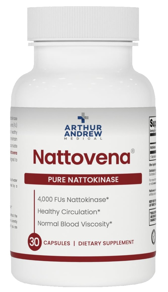 Arthur Andrew Medical - Nattovena, Pure Nattokinase, Circulatory and Heart Health, Vegan, Non-GMO, 30 kapslar