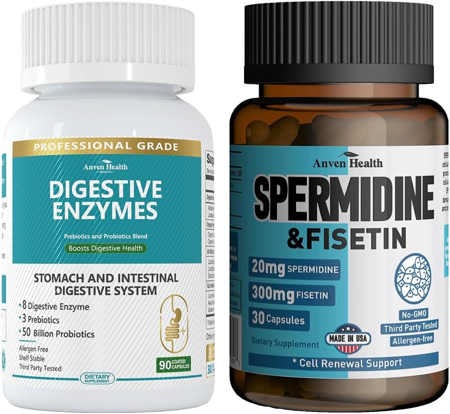 800mg Miesten ja naisten digestiiviset entsyymit + spermidiini- ja fisetiinilisä - 20 mg 98% spermidiini 3HCL
