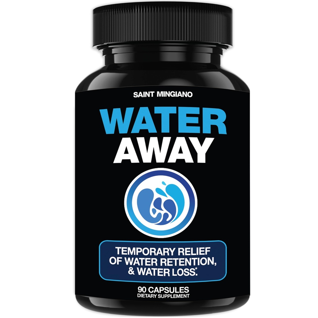 Water Away - Diuretic Water Pills - Retention and Flushing, Aids in Water Relief & Water Loss for Swollen Ankles Feet, Legs or Bloating - Fast Acting Water Away Pills för (90 kapslar)