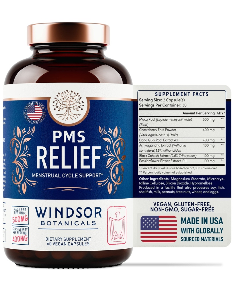 PMS tuki täydentää naisten kanssa Chasteberry, Maca Root, Ashwagandha - Aika Relief, turvotusta naisten, mielialatuki, Hormoni Balance Herbal Lisäravinteet - 30 päivää, 60 Vegaani kapselit