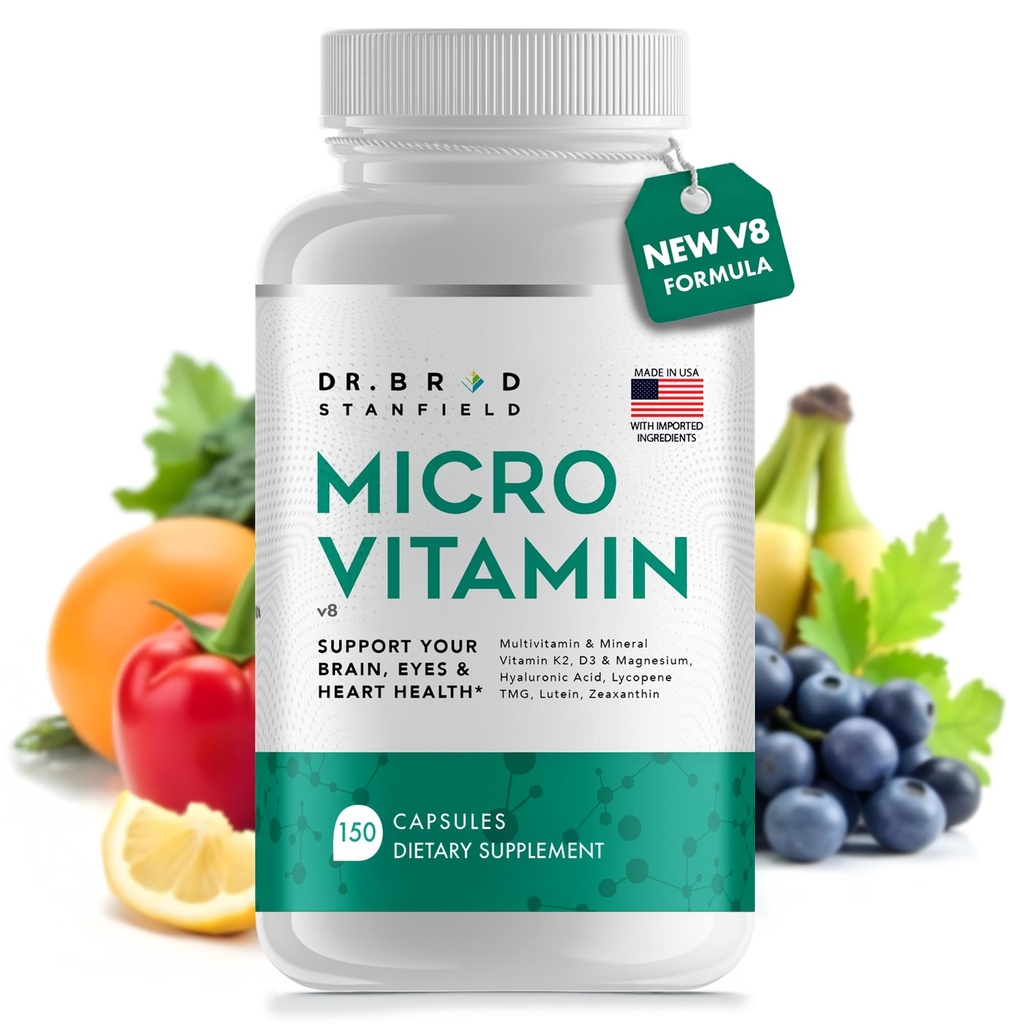 Päivittäinen pieni annos MultiVitamin & Mineraali miehille & naisille tukemaan kognitiivista suorituskykyä & muistia + Hyaluronic Acid for Skin Health + TMG for Exercise (150 kreivi)