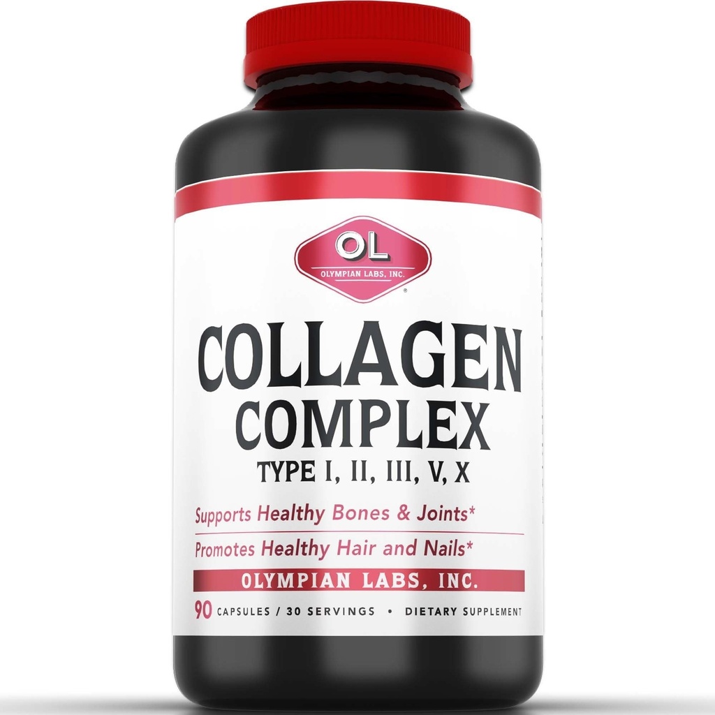 Olympian Labs Multi Collagen Complex tyyppi I, II, III, V, X, Hiukset, Naulat, Joint, Gut Health, 90 Caps, 30 päivän toimitus