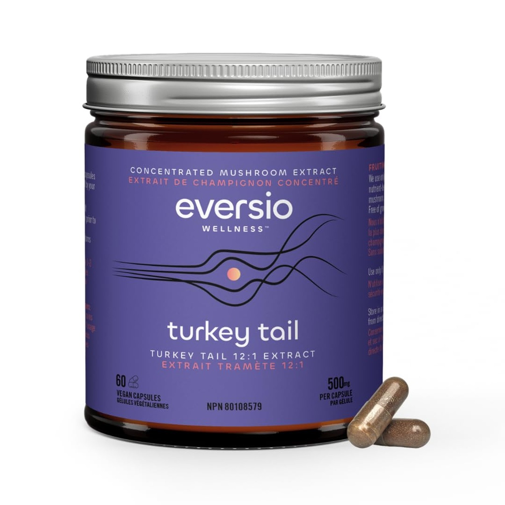 Puolusta nyt Organic Turkey Tail Mushroom Supplement - 12:1 Turkey Tail Extract 60 Vegan Kapselit (500mg) - 45% Varmennettu Beta-D-Glucans!