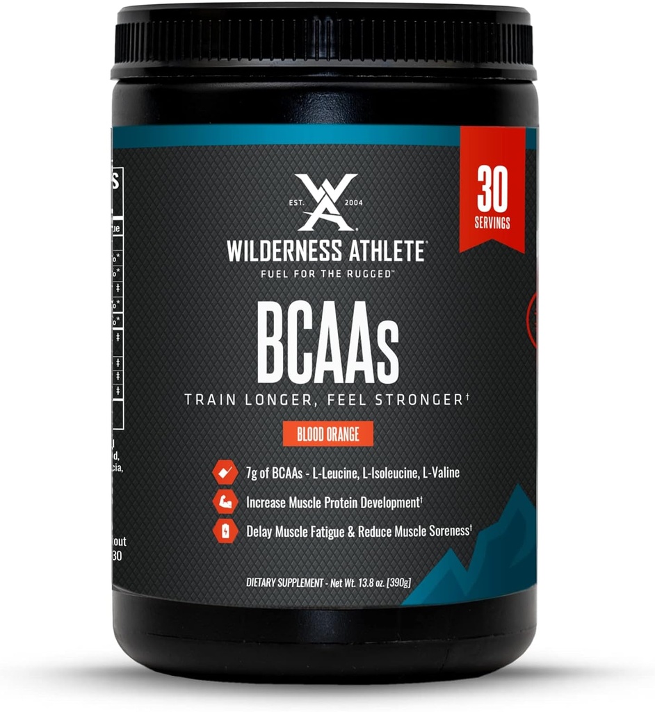 Wilderness Atlete - BCAAs - Haaraketju Aminohapot Powder - Essential Amino Acids Supplement for Men & Women - BCAA täydentää Optimal Amino Acid Complex (Blood Orange)