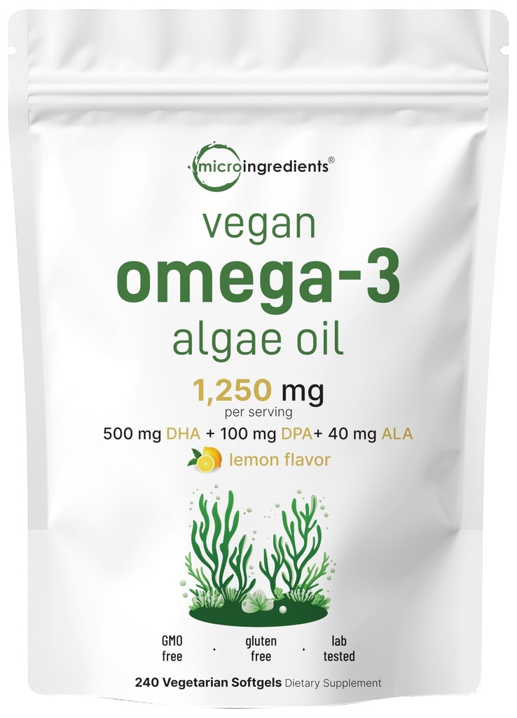 Micro Ingredients Vegan Omega 3 Algae Oil, 240 Veggie Softgels 