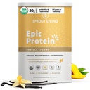 Sprout Living Epic Protein, Plant Based Protein & Superfoods Powder, Vanilla Lucuma Powder | 20 Grams Organic Protein Powder, Vegan, Non Dairy, Non-GMO, Gluten Free, Low Sugar (2 pund, 24 portioner)