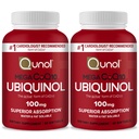 Qunol Mega Ubiquinol Coq10 100mg, Superior Absorptio, Patentoitu vesi ja rasvaliukoinen luonnollinen täydentää Form of Coenzyme Q10, Antioksidantti Heart Health, 60 Softgels, pakkaus 2
