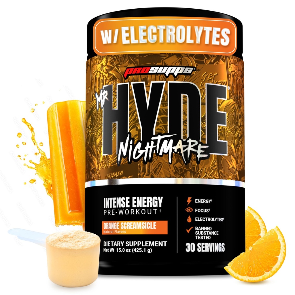 PROSUPPS Mr. Hyde Nightmare Pre Treenout Powder with comfeine & Beta Alanine - Preworkout for Intense Energy, Mental Focus & Performance - Kuntokeskus ja kuntolisät (Orange Cremsicle, 30 Servings)