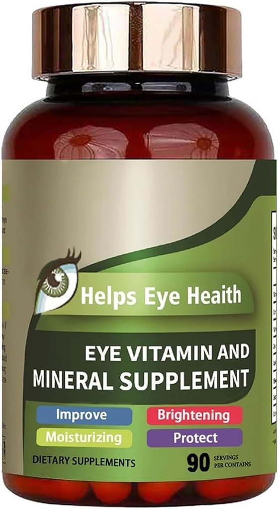 Eye Vitamin & Mineral Supplement med Lutein, Zeaxanthin, stöder Eye Strain, Vision Health för vuxna med vitaminer C & E, Vegan Eye Vitamin