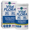 Vital Planet - Vital Flora Ultra Daily Probiootti 60 miljardia PMY, 60 Diverse kanta, 7 Organic Prebiootit, Immunosupport, Ruoansulatusterveys Hylly Stable Probiootit naisille ja miehille 30 kapselia