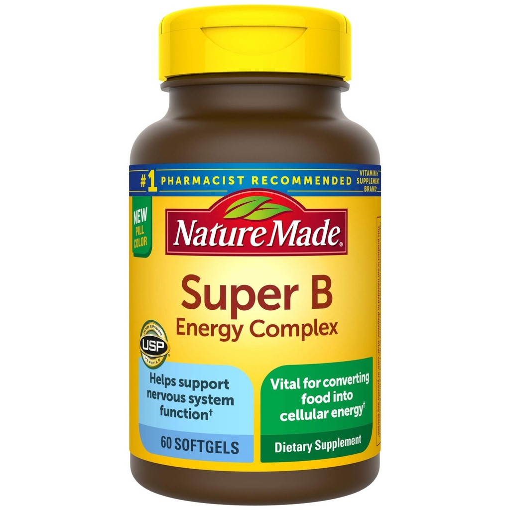 Nature Made Super B Energy Complex, Dietary Supplement för Nervous System Support, 60 Softgels, 60 Day Supply