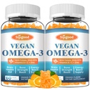 2 Pack Omega-3 Gummies Potent Algae Omega Source, Boost Brain, Eye & Immuuni Function, DHA ja EPA Vegan & Sugar Free, Orange Flavor, 120 Count