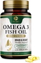 Omega 3 Fish Oil Pills 2400mg - Triple Strength Omega 3 Fish Oil Supplements - Bästa EPA & DHA fettsyror för hjärn- och hjärthälsostöd, naturens Omega3 Supplement, 30 Day Supply - 60 Softgels
