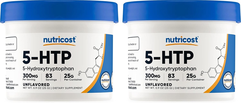 Nutricost 5- HTP Powder 25 Grams (2 pakkaus) (300 mg per tarjoilu)
