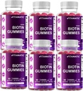 Vitamatic Biotin Gummies 10 000 mikrog vahvempi hiukset, iho & kynnet - 60 Vegan Gummies - myös kutsutaan B7-vitamiini (6 pullot)