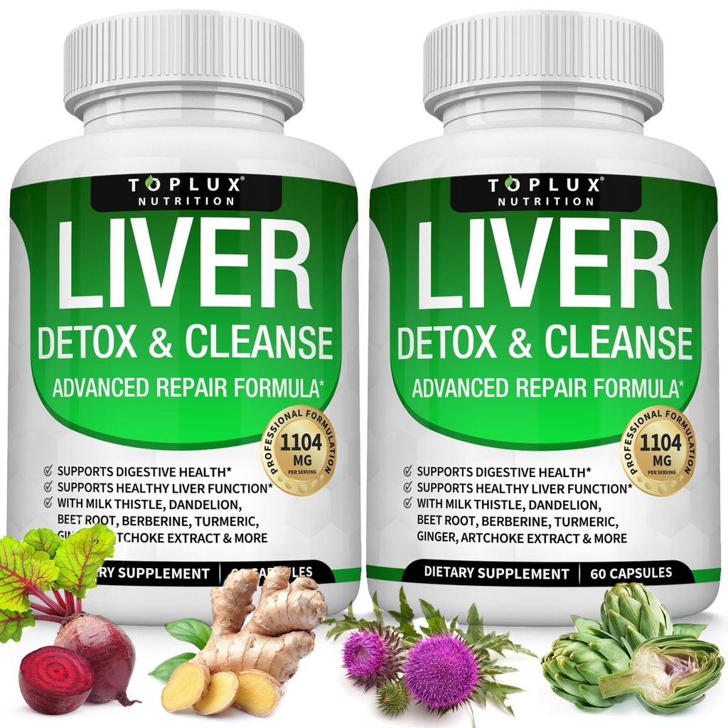 Liver Cleanse Detox & Repair Formula Liver Detox Supplement - Milk Thistle med Dandelion, Artichoke, Turmeric, Beet Root, Turmeric & More för Natural Fast Herbal Cleansing Non-gmo Vegan 60 Capsules