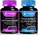 WELLNESS LABSRX Nattokinaasilisäkapselit - 5000 FU - Magnesiumglykonaattikapseli 750 MG