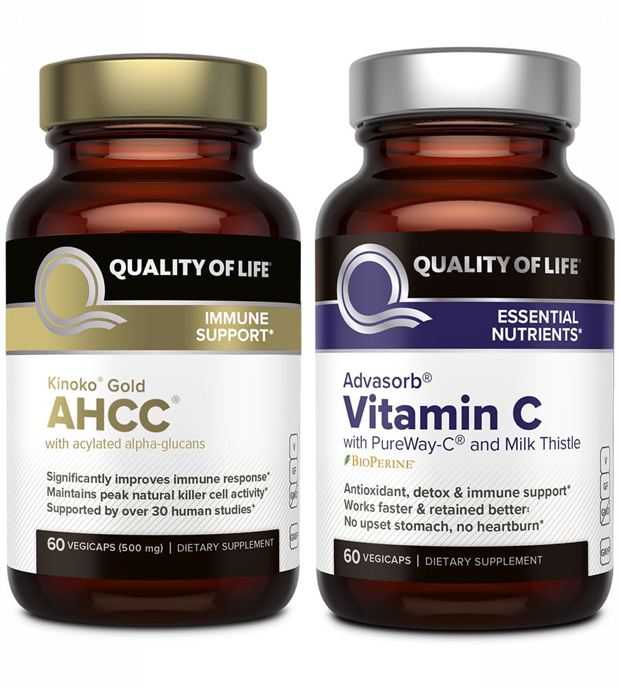 Elämän laatu AHCC Kinoko kultaa ja advasorb C-vitamiinia - Immuuneja tukeva Bundle