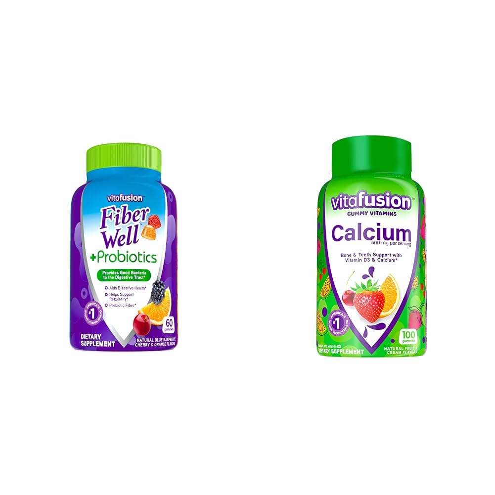 Vitafusion Fiber hyvin Probiootit Gummies Aikuinen 60 kreivi & kalsium Gummy Vitamiinit Luut Tuki Hedelmä Cream Maustettu 100