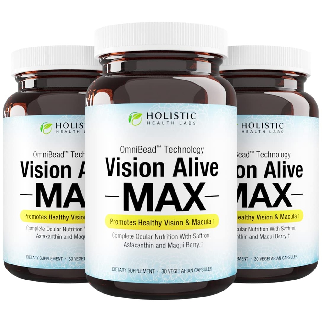 Global Health Labs Vision Alive Max kanssa 8 Natural Ingredients Lutemax® 2020, mustikat, mustikat, c3g mustaherukka, Maqui Berry, sahrami, ja Astaksantiini (30 laatikko 3)