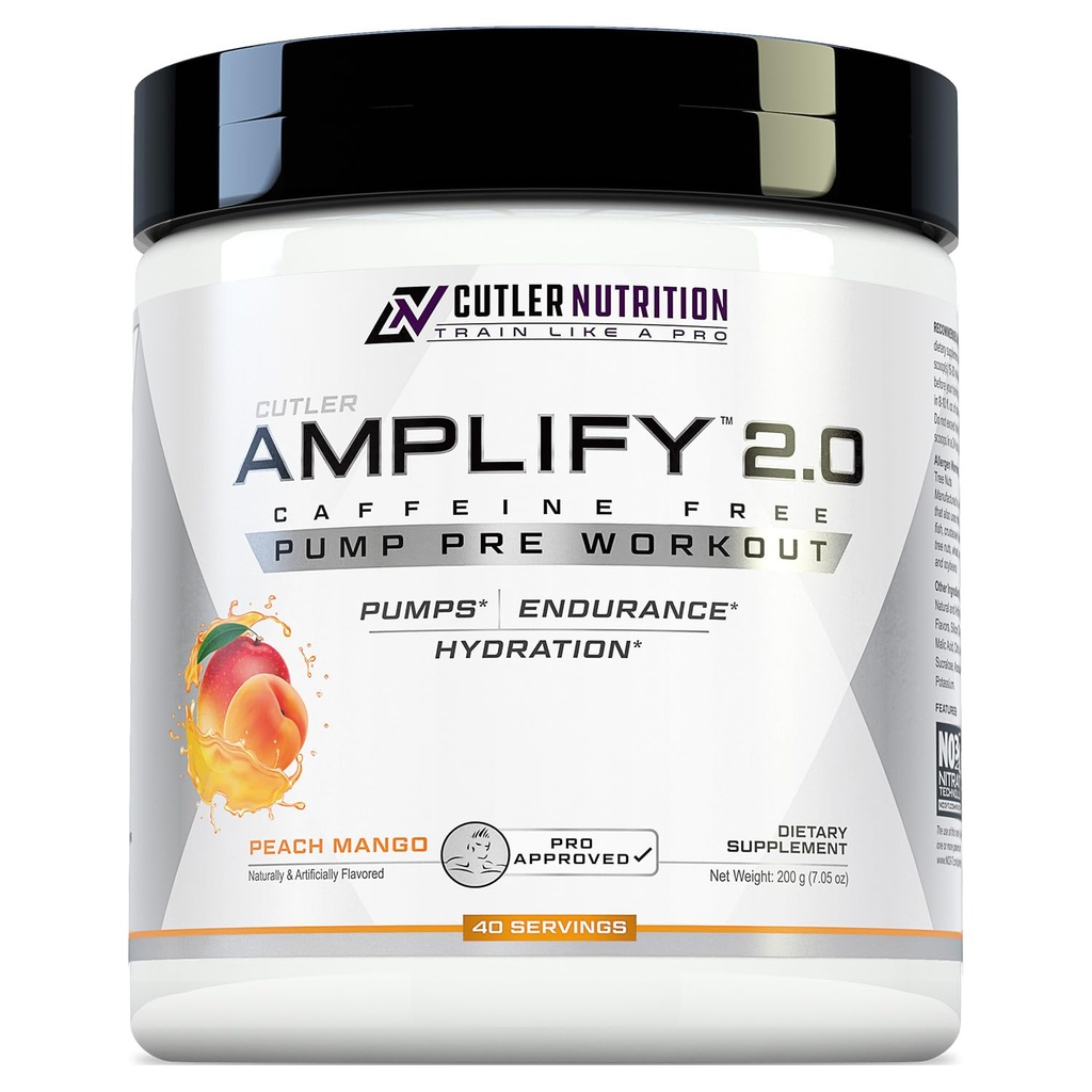 Cutler Nutrition förstärker Pump Pre Workout Koffeinfri Nitric Oxide Booster som innehåller Arginin och Citrulline Pre-Workout för maximala pumpar