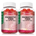 9-i-1 Probiotiska Fiber Gummies för vuxna & Teens 16G Fiber per portion, Psyllium Fiber Supplement med 5 miljarder CFU Bacillus Coagulans, Inulin, ACV för Digestive, Gut & Immune Wellness - 2 flaskor