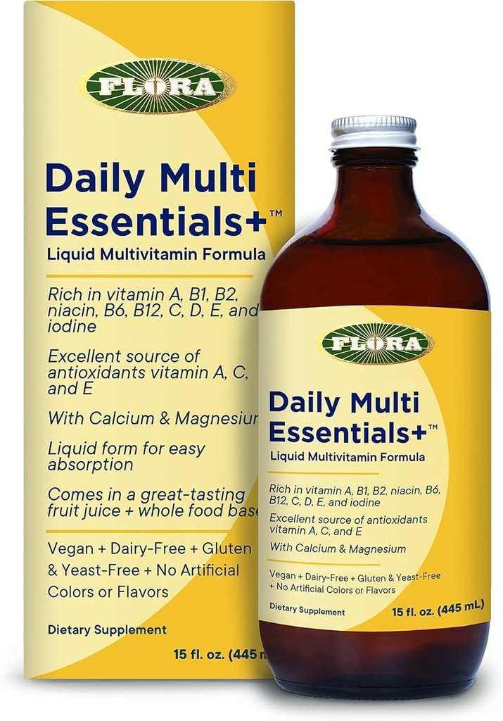 Flora - Päivittäinen Multi Essentials+, Liquid Multivitamiini Formula, 13 Essential Vitamiines & Minerals, 15 Fl Oz
