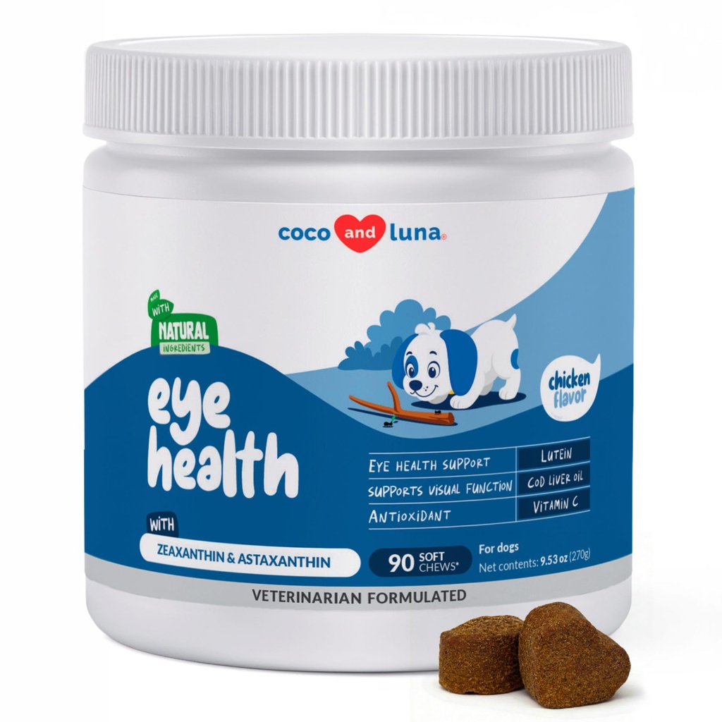 Silmien tuki koirille - 90 pehmeät purut - koiran täydentää Vision, silmä vitamiinit koirille, turskan maksaöljy antioksidantti, Dog Omega täydentää, Omega 3 EPA ja DHA rasvahapot.