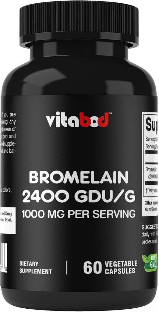 Bromelain Supplement 1000 mg per annos, 2400 GDU/g, Proteolyyttiset entsyymit, tukee proteiinien digestiota, 60 kreivi - ei-GMO & Gluteenittomat