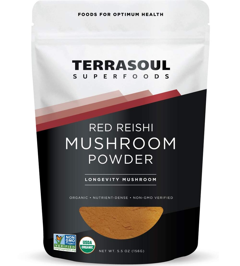 Terrasoul Superfoods Organic Reishi Mushroom Powder (4:1 Extract), 5.5 Oz, Immune Support, Stress Relief, Bättre sömn, omfamna kraften i adaptogena svampar