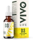 Vivo Life - D3-vitamiini K2, 50 ml Liquid Complex Drops, 2000iu D3, Vegan Health Supplement miesten ja naisten, 100 tarjoilua