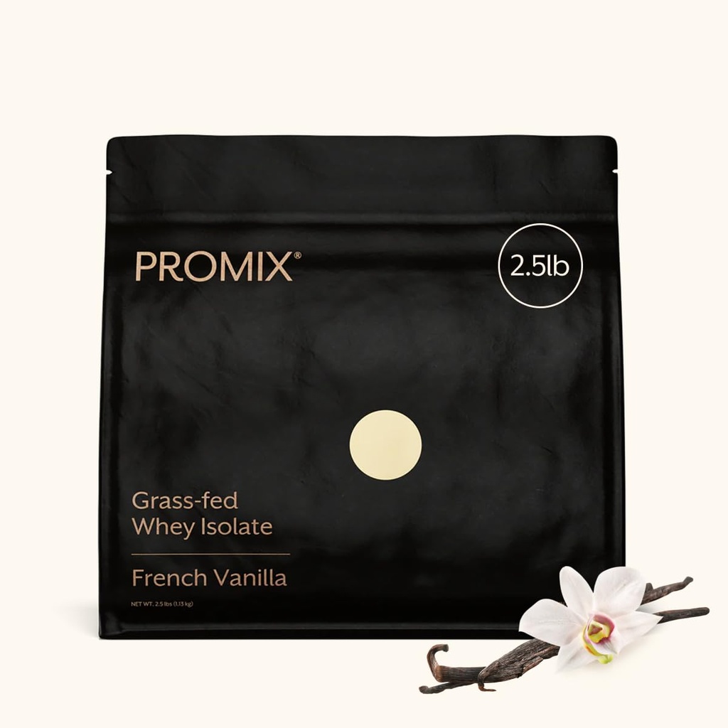 ProMix Nutrition Whey Protein Isolate Powder, Vanilla - Grass-Fed - Post Workout Fitness & Nutrition Shakes, Smoothies, Baking & Cooking Recept - Gluten-Free & Keto-Friendly - 2,5 Pound (Pack of 1)