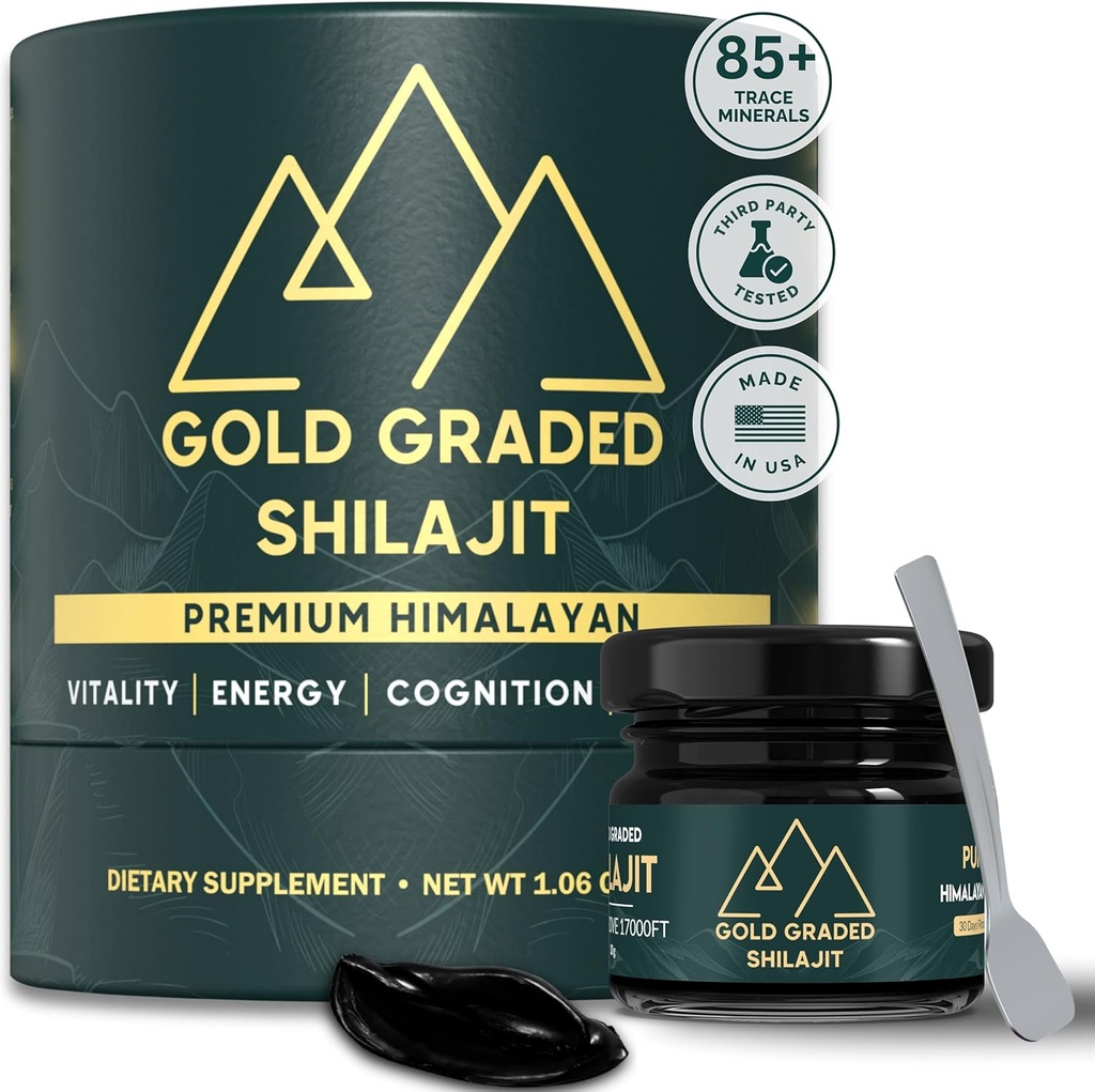 Shilajit Harsin .. 500 mg High Potency, Shilajit Pure Himalajan Organic, 85+ Trace Minerals & Fulvic Acid ...